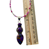 Kingman Purple Turquoise Solid 925 Sterling Silver Pendant Necklace