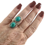 Tibetan Turquoise Solid 925 Sterling Silver Ring 9