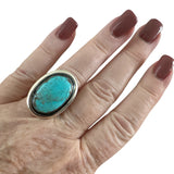 Tibetan Turquoise Solid 925 Sterling Silver Ring 8