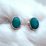 Emerald Solid 925 Sterling Silver stud Earrings