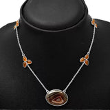 Lake Superior Agate & Carnelian Solid 925 Sterling Silver Necklace