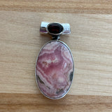 Rhodochrosite & Garnet Solid 925 Sterling Silver Pendant