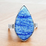 Dumortierite Blue Quartz Solid 925 Sterling Silver Ring 8