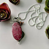 BEE Pink Thulite Solid 925 Sterling Silver Pendant Necklace