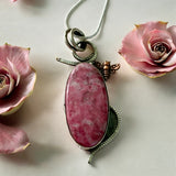 BEE Pink Thulite Solid 925 Sterling Silver Pendant Necklace