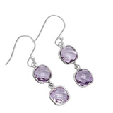 Amethyst Briolette Solid 925 Sterling Silver Earrings