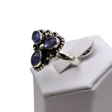Triple Tanzanite Solid 925 Sterling Silver Ring