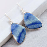 Dumortierite Blue Quartz Solid 925 Sterling Silver Earrings