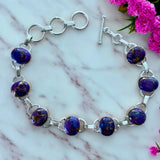 Kingman Purple Turquoise Solid 925 Sterling Silver Bracelet