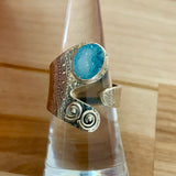 Blue Druzy Solid 925 Sterling Silver Ring