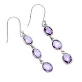 Amethyst Briolette Solid 925 Sterling Silver Earrings