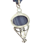 Blue Lace Agate Solid 925 Sterling Silver Pendant Necklace