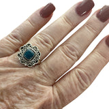 Blue Apatite Solid 925 Sterling Silver Ring 8.5