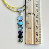 Chakra multi Gemstone Solid 925 Sterling Silver Pendant Necklace