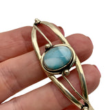 Caribbean Larimar Solid 925 Sterling Silver Cuff Bracelet