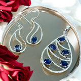 Tanzanite Solid 925 Sterling Silver Pendant Earrings Set