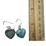 HEART Larimar Solid 925 Sterling Silver Earrings