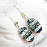 Chrysotile & Peridot Solid 925 Sterling Silver Earrings