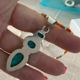 Turquoise Solid 925 Sterling Silver Pendant Necklace