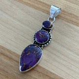 Kingman Purple Turquoise Solid 925 Sterling Silver Pendant