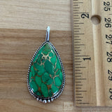 Kingman Green Turquoise Solid 925 Sterling Silver Pendant