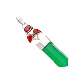 Green Onyx & Garnet Solid 925 Sterling Silver Pendant