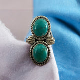 Tibetan Turquoise Solid 925 Sterling Silver Ring 9