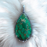 Green Mojave Turquoise Solid 925 Sterling Silver Pendant