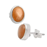 Sunstone Solid 925 Sterling Silver stud Earrings