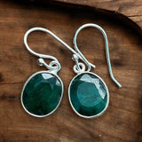 Emerald Solid 925 Sterling Silver Earrings