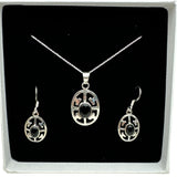 Black Onyx Solid 925 Sterling Silver Pendant Earrings Set