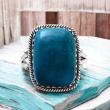 Azurite Chrysocolla Solid 925 Sterling Silver Ring 9