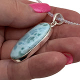 Larimar & Opalite Solid 925 Sterling Silver Pendant Necklace