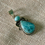 Larimar Solid 925 Sterling Silver Pendant