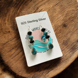 Kingman Turquoise & Black Onyx Solid 925 Sterling Silver Earrings