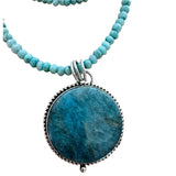 Blue Apatite Solid 925 Sterling Silver Pendant Necklace