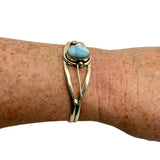 Caribbean Larimar Solid 925 Sterling Silver Cuff Bracelet