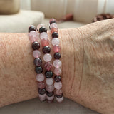 Rose Quartz, Garnet, Strawberry Quartz bead Bracelet