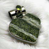 HEART Chrysotile & Peridot Solid 925 Sterling Silver Pendant