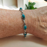 Chrysocolla Solid 925 Sterling Silver Bracelet