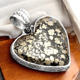 HEART Pyrite Solid 925 Sterling Silver Pendant