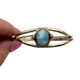 Caribbean Larimar Solid 925 Sterling Silver Cuff Bracelet