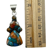 Kingman Turquoise & Spiny Oyster Solid 925 Sterling Silver Pendant