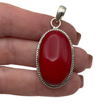 Italian Red Coral Solid 925 Sterling Silver Pendant