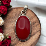 Italian Red Coral Solid 925 Sterling Silver Pendant