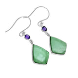 Variscite & Amethyst Solid 925 Sterling Silver Earrings