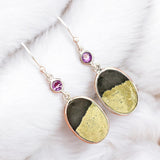 Pyrite & Amethyst Solid 925 Sterling Silver Earrings