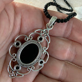 Black Onyx Solid 925 Sterling Silver Pendant Necklace