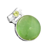 Boulder Chrysoprase & Peridot Solid 925 Sterling Silver Pendant