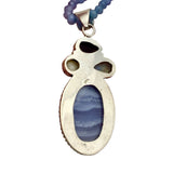 Blue Lace Agate Solid 925 Sterling Silver Pendant Necklace